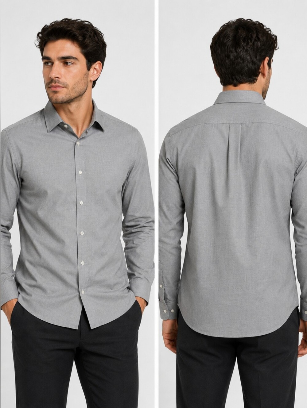 👔✨ H&M Easy Iron Slim Fit Gray Button Down Dress Shirt | Men's XXL